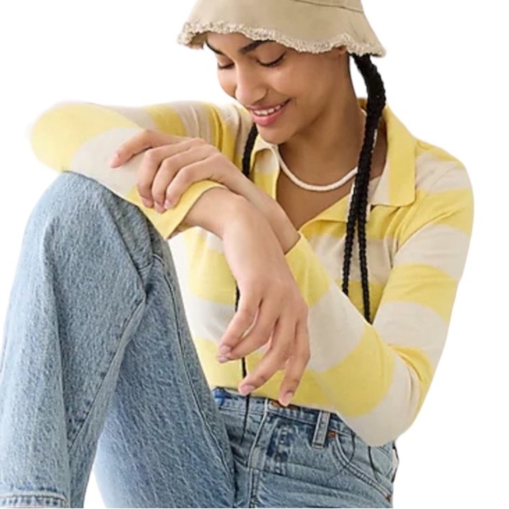 J Crew Fitted Button-front Rugby Stripe Top BH929 - Sz Small